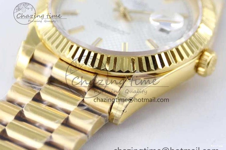 MiroTime 0121 Day Date 40mm YG 904L Steel TWF 1:1 Best Edition White Dial on YG Bracelet A FreshLook 2368